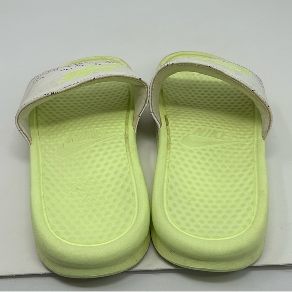 Nike Benassi Just Do It Highlighter Yellow & White Comfort Slide Sandal Size 10 - Picture 8 of 10